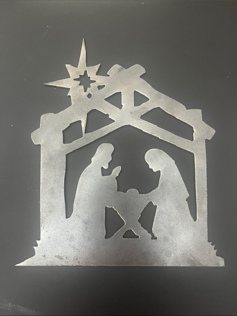 Metal Nativity Silhouette Holiday Wall Decor - Silver Sharp Rustic Metal Art 621